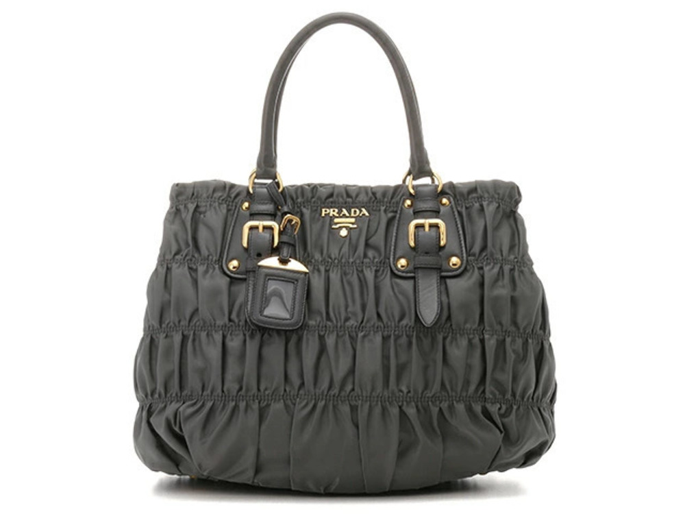 Prada Bag Gathered Leather Gray ARDESIA